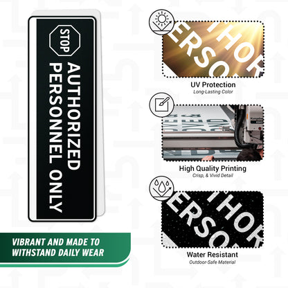 9 x 3in Door Label: Stop Authorized Personnel Only Sticker