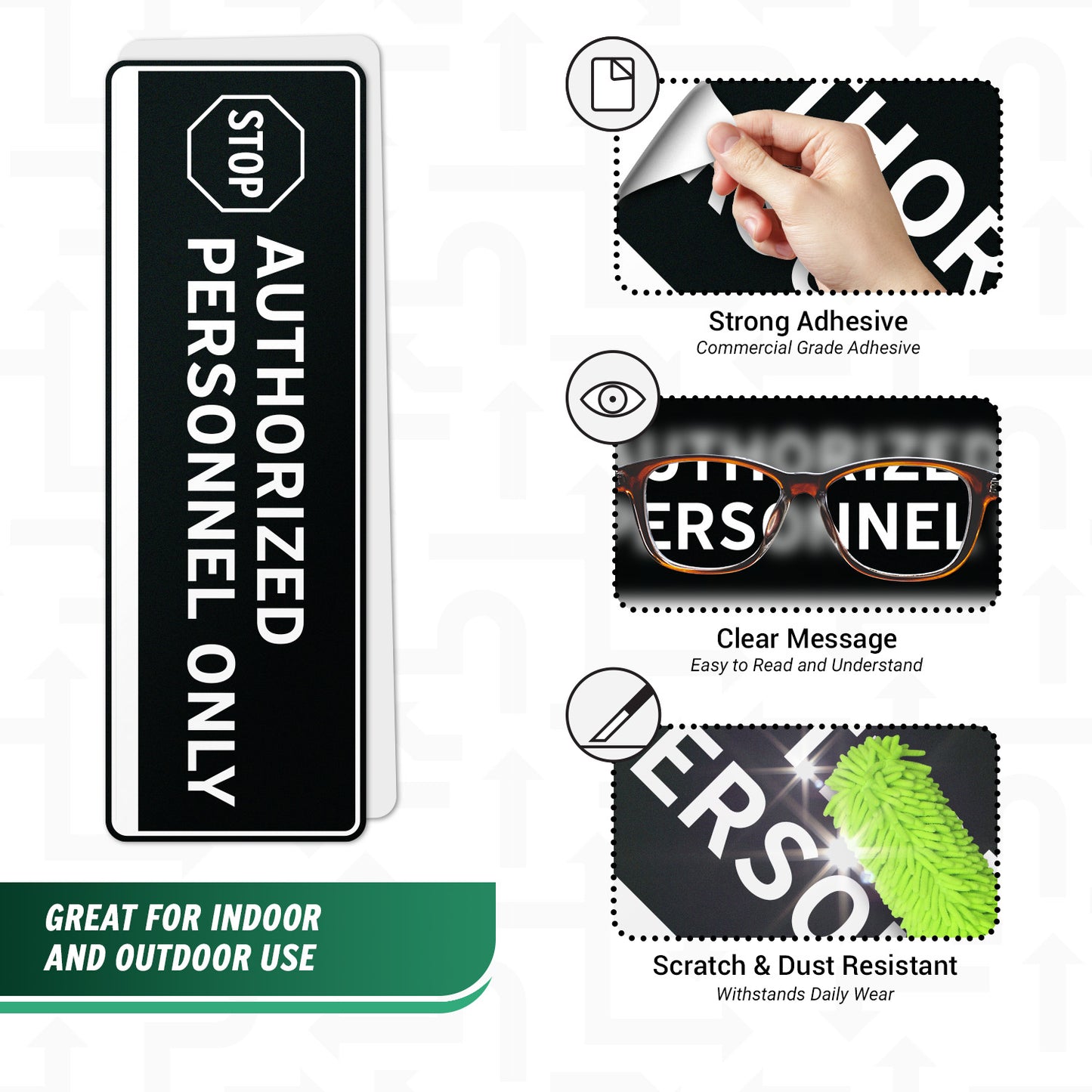 9 x 3in Door Label: Stop Authorized Personnel Only Sticker