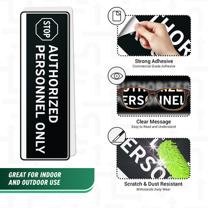 9 x 3in Door Label: Stop Authorized Personnel Only Sticker