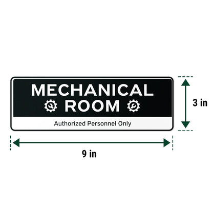 9 x 3in Door Sign: Mechanical Room Authorized Personnel Only Sticker