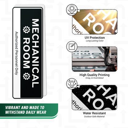 9 x 3in Door Sign: Mechanical Room Authorized Personnel Only Sticker