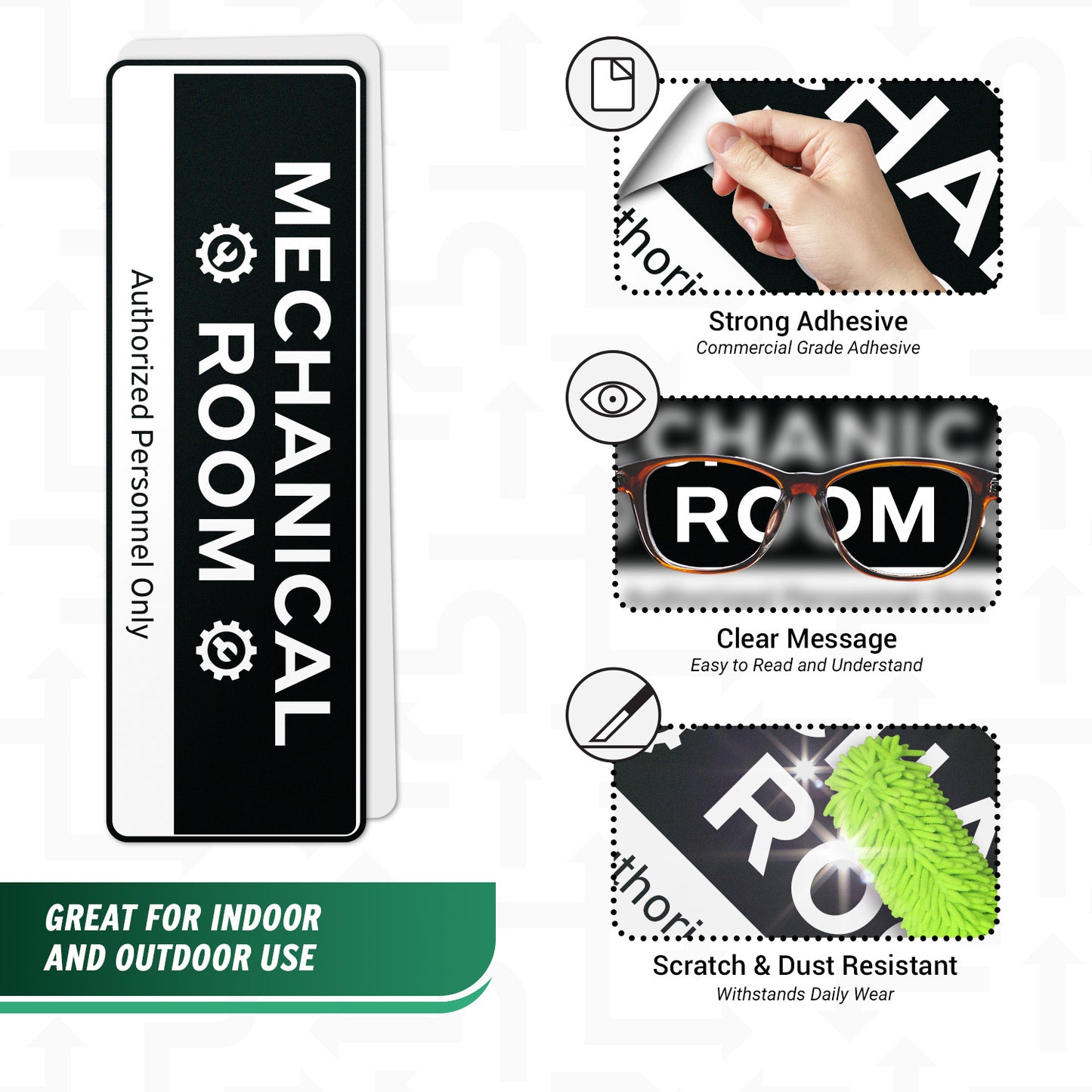 9 x 3in Door Sign: Mechanical Room Authorized Personnel Only Sticker