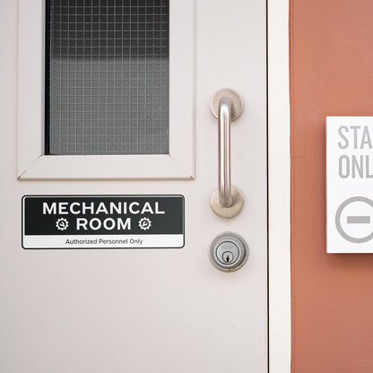 9 x 3in Door Sign: Mechanical Room Authorized Personnel Only Sticker