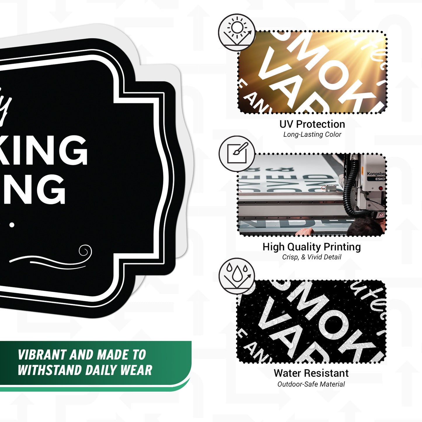 5 x 3in Warning Sticker: Absolutely No Smoking or Vaping Safety Label