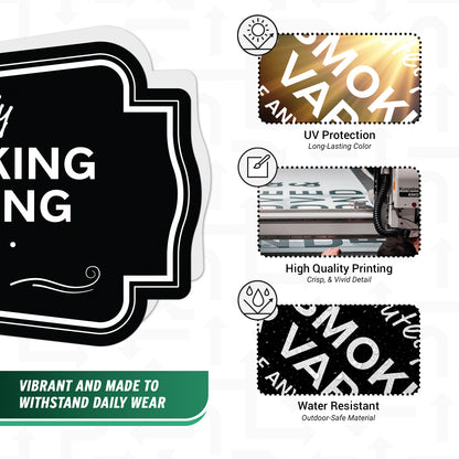 5 x 3in Warning Sticker: Absolutely No Smoking or Vaping Safety Label