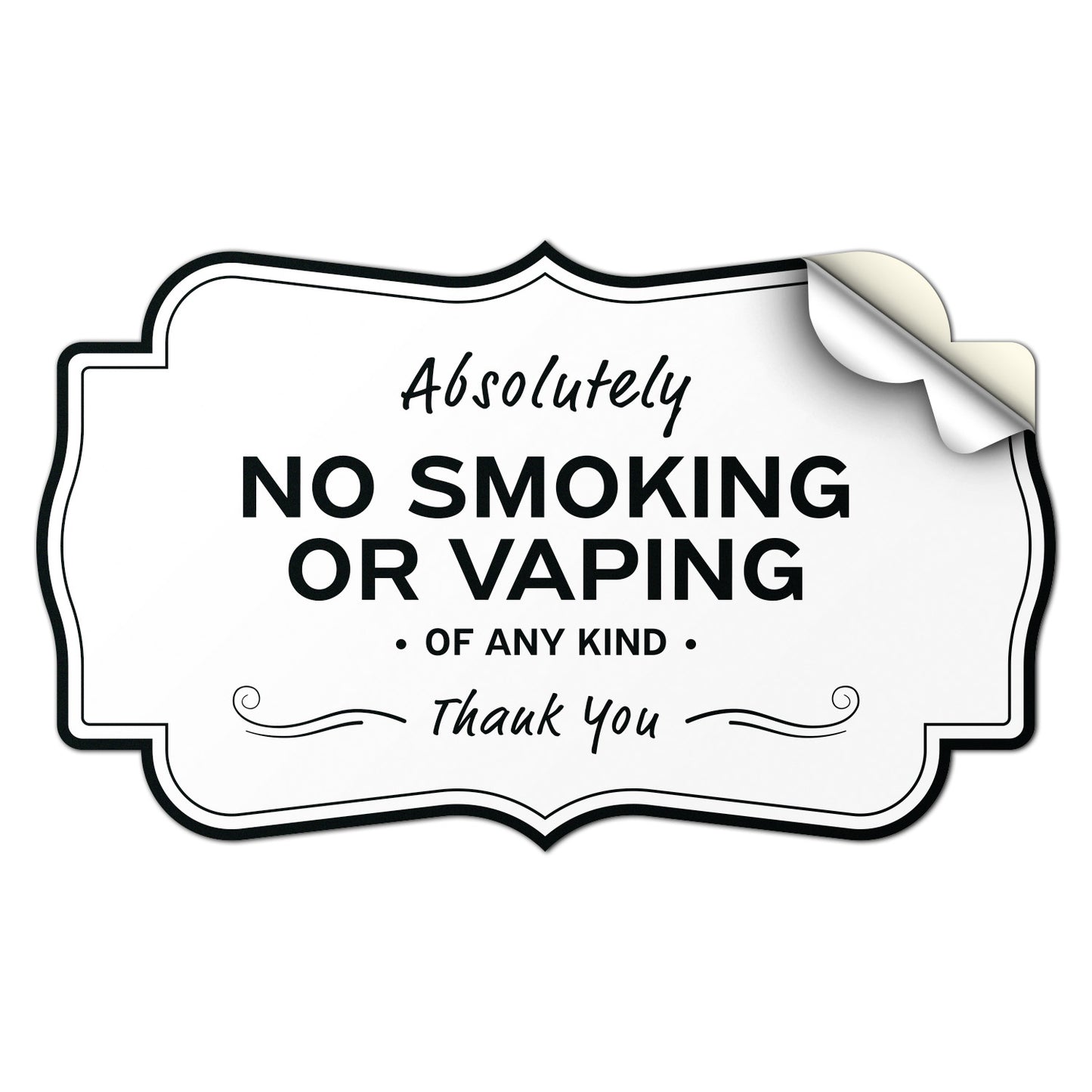 5 x 3in Vinyl Sticker: Absolutely No Smoking or Vaping Sign