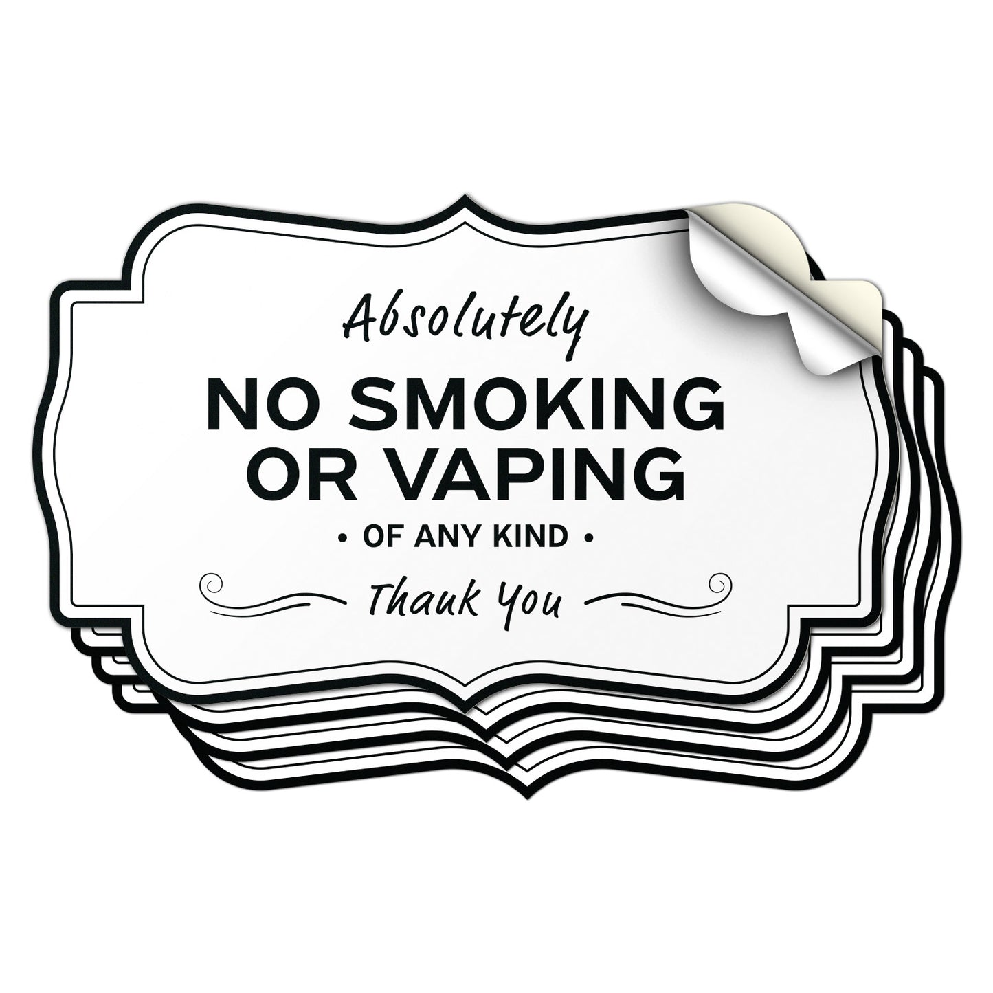 5 x 3in Vinyl Sticker: Absolutely No Smoking or Vaping Sign