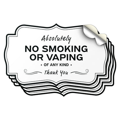 5 x 3in Vinyl Sticker: Absolutely No Smoking or Vaping Sign