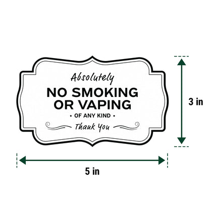 5 x 3in Vinyl Sticker: Absolutely No Smoking or Vaping Sign