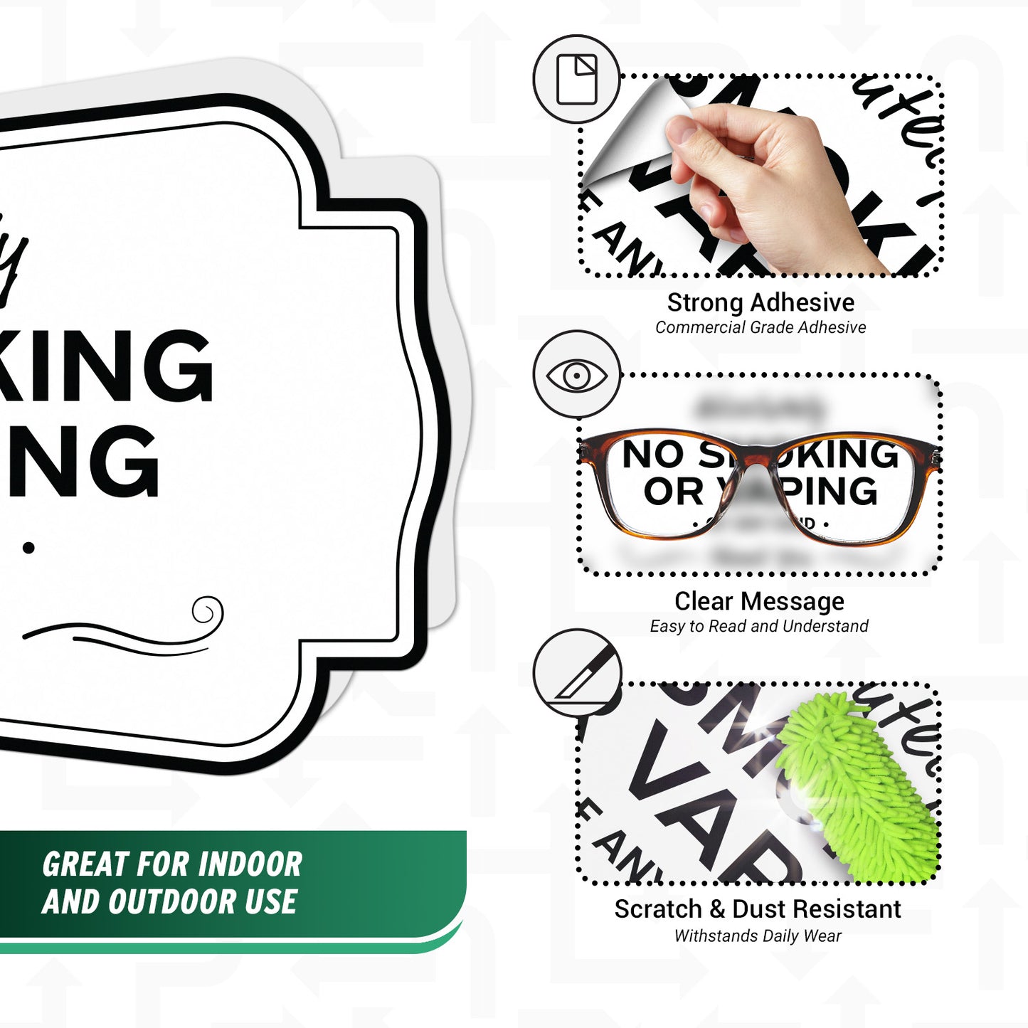 5 x 3in Vinyl Sticker: Absolutely No Smoking or Vaping Sign