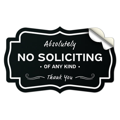 5 x 3in Warning Sticker: Absolutely No Soliciting Label