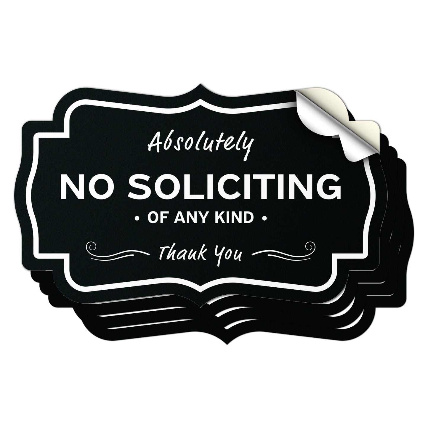 5 x 3in Warning Sticker: Absolutely No Soliciting Label
