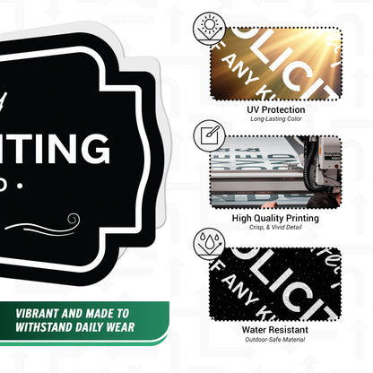 5 x 3in Warning Sticker: Absolutely No Soliciting Label