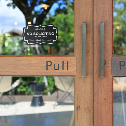 5 x 3in Warning Sticker: Absolutely No Soliciting Label