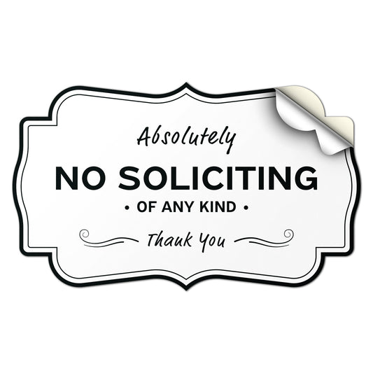 5 x 3in Policy Sticker: Absolutely No Soliciting Sign