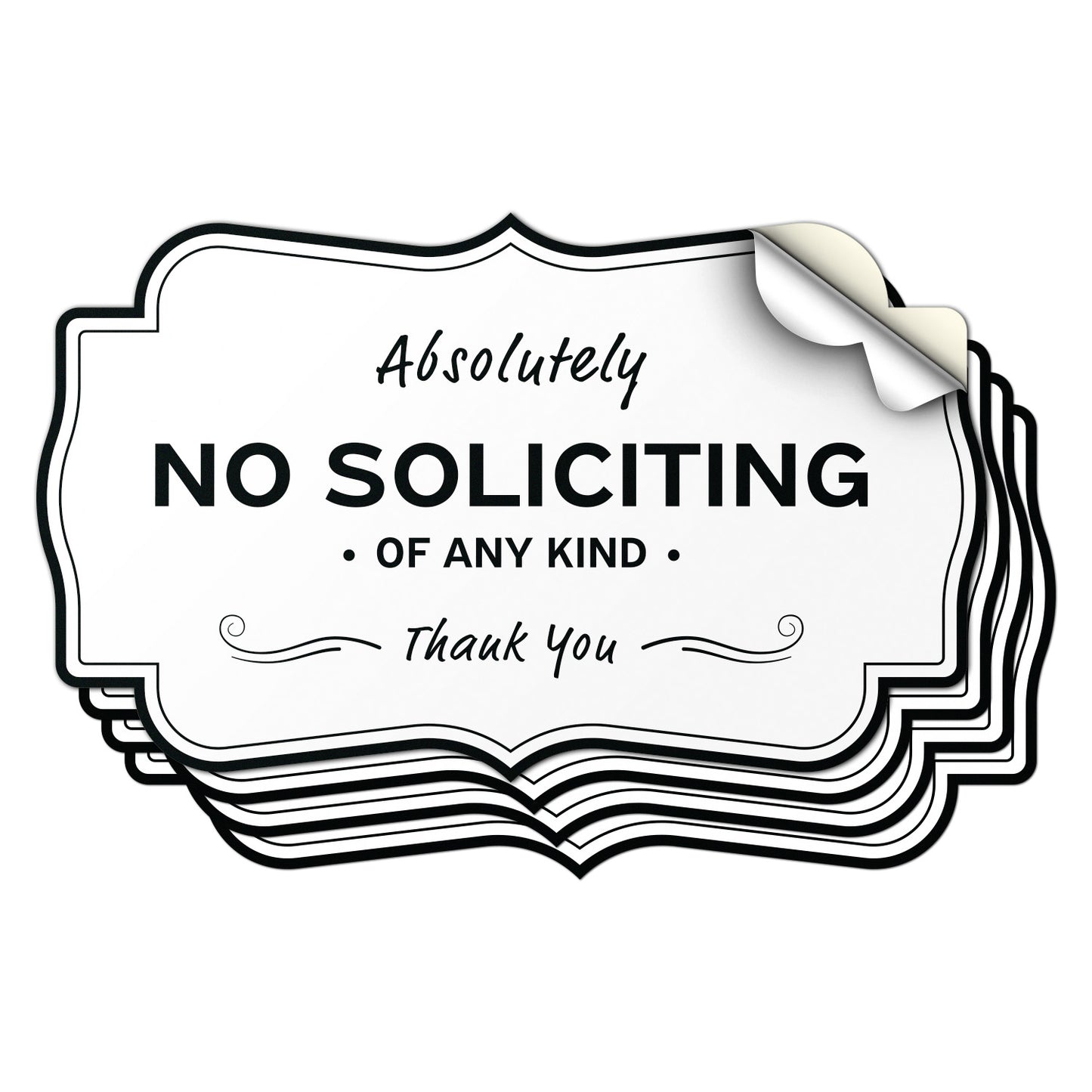 5 x 3in Policy Sticker: Absolutely No Soliciting Sign