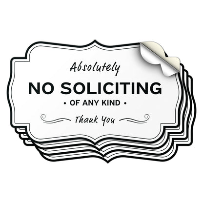 5 x 3in Policy Sticker: Absolutely No Soliciting Sign
