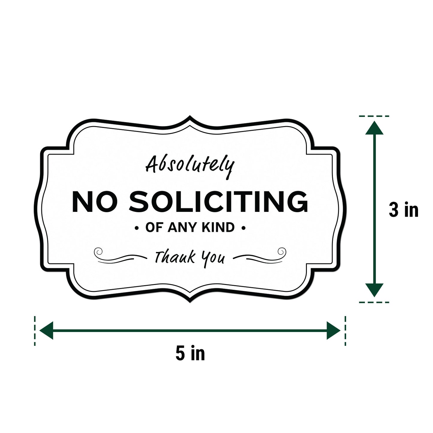 5 x 3in Policy Sticker: Absolutely No Soliciting Sign