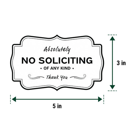 5 x 3in Policy Sticker: Absolutely No Soliciting Sign