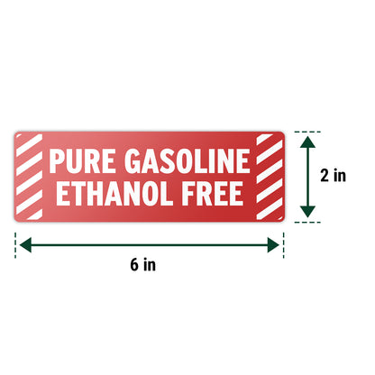 6 x 2in Fuel ID Decal: Pure Gasoline Ethanol Free Sticker