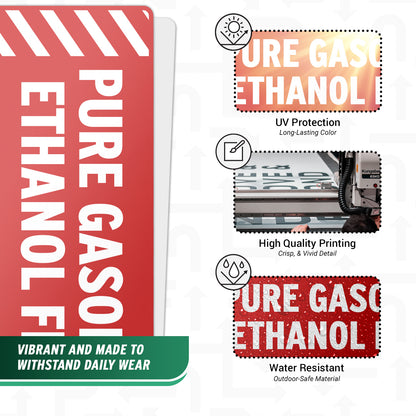 6 x 2in Fuel ID Decal: Pure Gasoline Ethanol Free Sticker