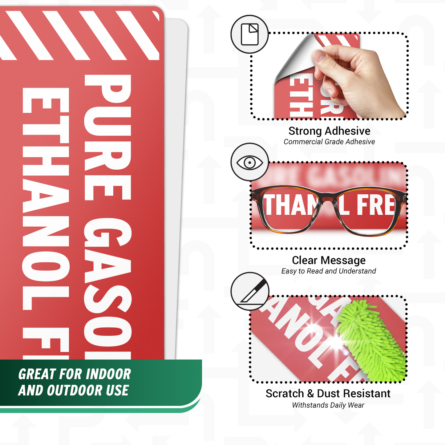 6 x 2in Fuel ID Decal: Pure Gasoline Ethanol Free Sticker