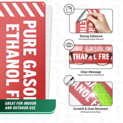 6 x 2in Fuel ID Decal: Pure Gasoline Ethanol Free Sticker