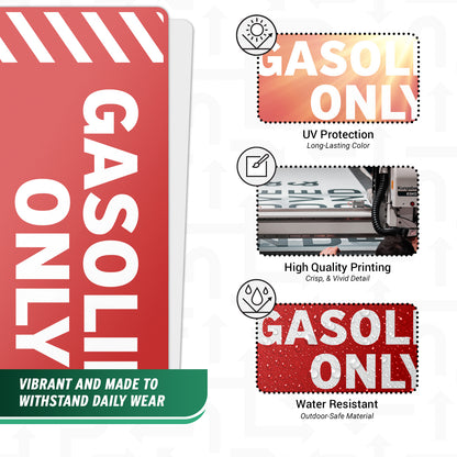 6 x 2in Equipment ID Decal: Gasoline Only Vinyl Sticker