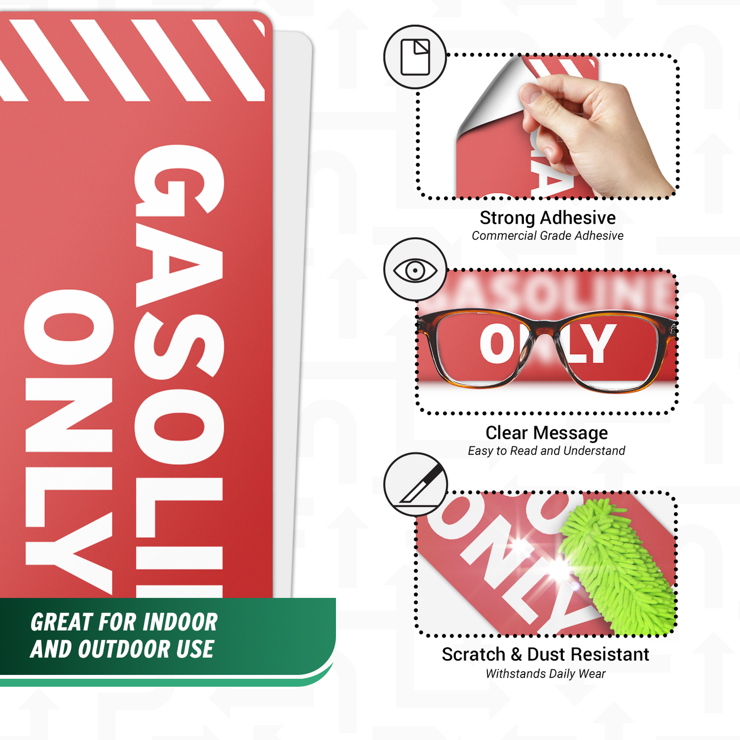 6 x 2in Equipment ID Decal: Gasoline Only Vinyl Sticker