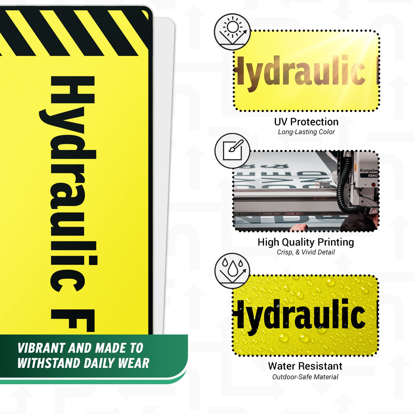 6 x 2in Equipment ID Decal: Hydraulic Fluid Vinyl Sticker