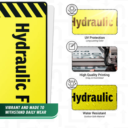 6 x 2in Equipment ID Decal: Hydraulic Fluid Vinyl Sticker