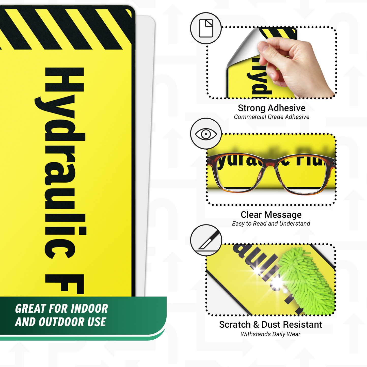6 x 2in Equipment ID Decal: Hydraulic Fluid Vinyl Sticker