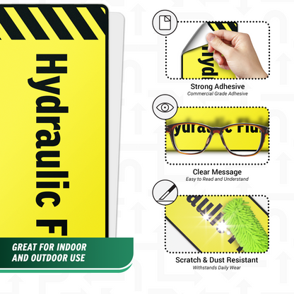6 x 2in Equipment ID Decal: Hydraulic Fluid Vinyl Sticker