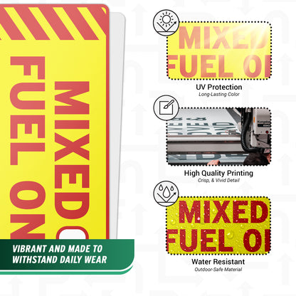6 x 2in Fuel ID Decal: Mixed Fuel Only Sticker Weatherproof