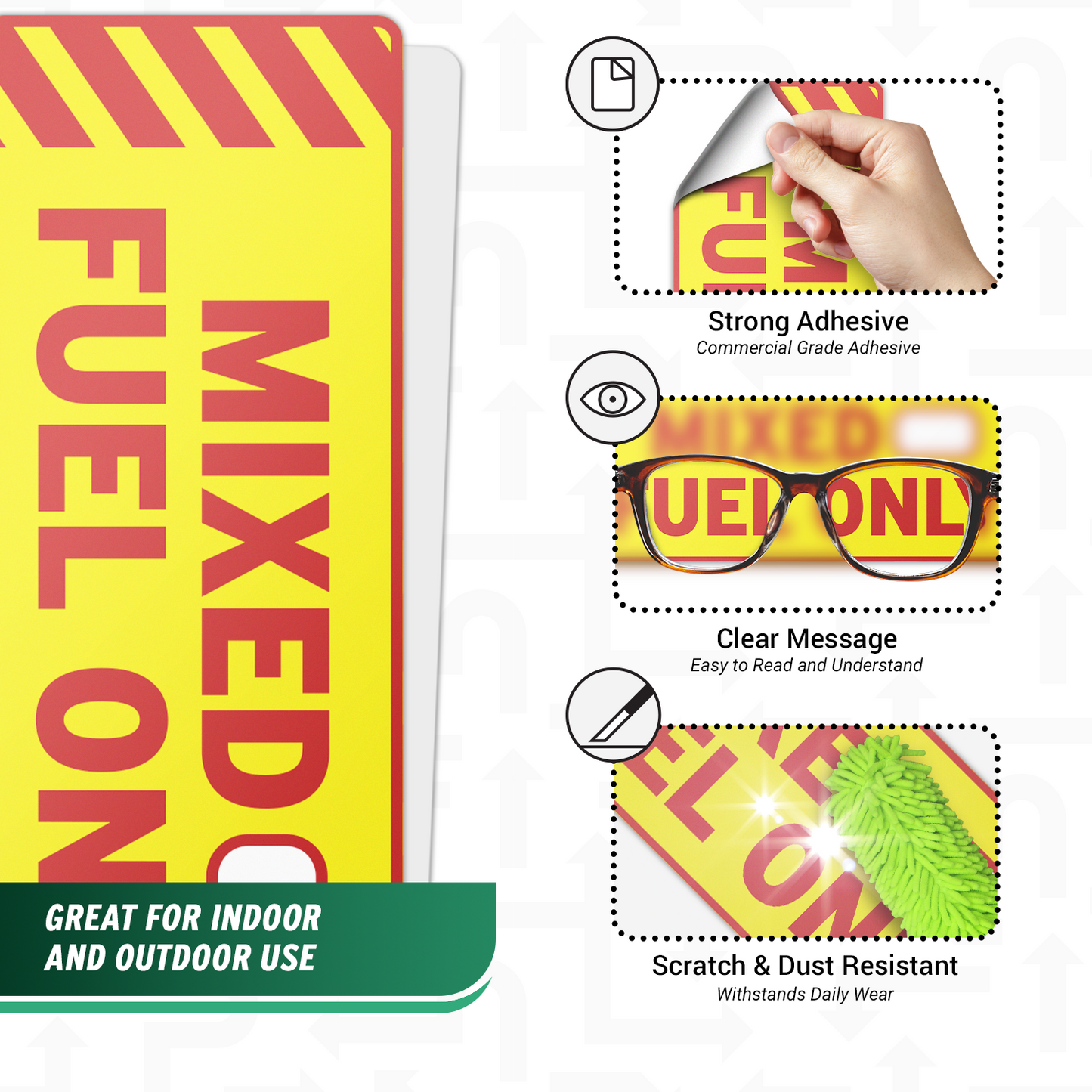 6 x 2in Fuel ID Decal: Mixed Fuel Only Sticker Weatherproof