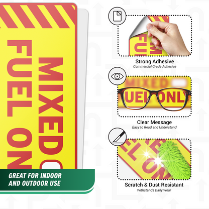 6 x 2in Fuel ID Decal: Mixed Fuel Only Sticker Weatherproof