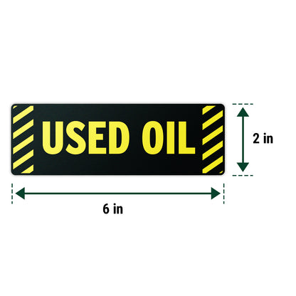 6 x 2in Used Oil Decal: Weatherproof Fuel & Equipment Label