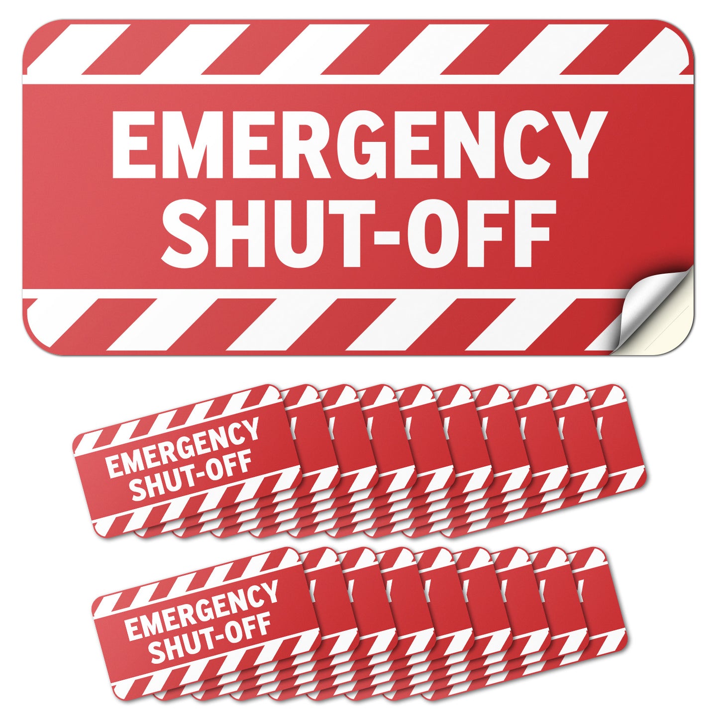 2 x 1in Safety Notice Decal: Emergency Shut Off Vinyl Sticker