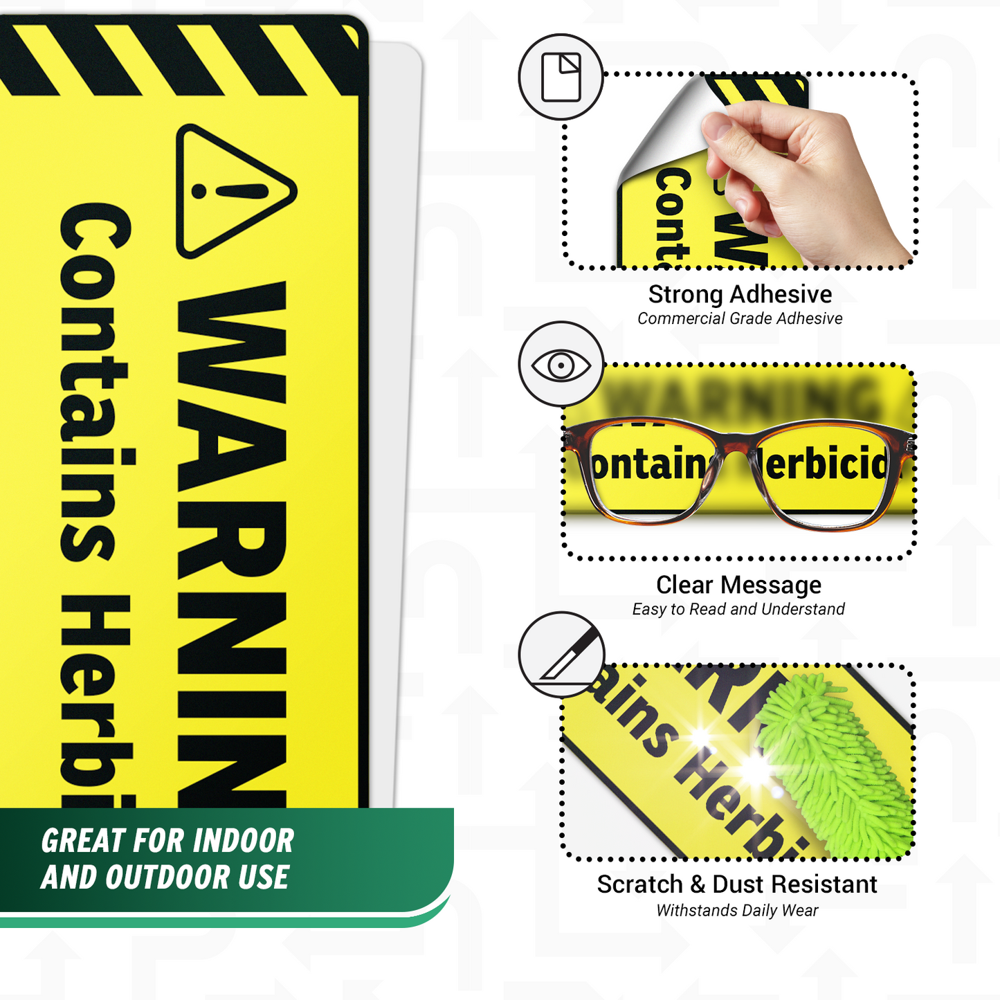 6 x 2in Warning Sticker: Contains Herbicide Safety Label