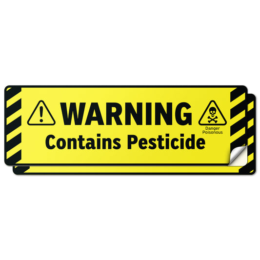 6 x 2in Warning Sticker: Contains Pesticide Safety Label