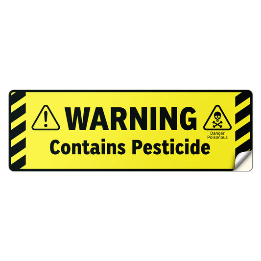 6 x 2in Warning Sticker: Contains Pesticide Safety Label