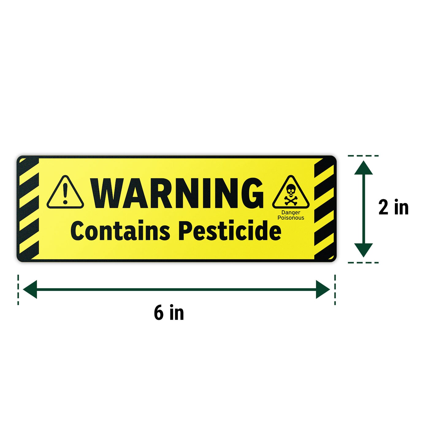 6 x 2in Warning Sticker: Contains Pesticide Safety Label