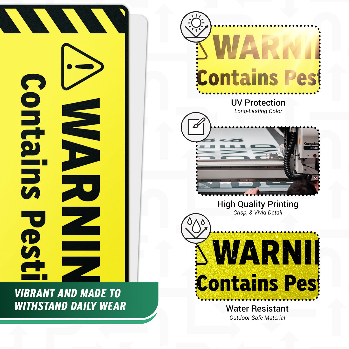 6 x 2in Warning Sticker: Contains Pesticide Safety Label