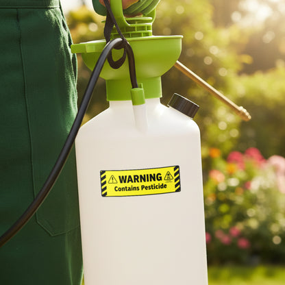 6 x 2in Warning Sticker: Contains Pesticide Safety Label