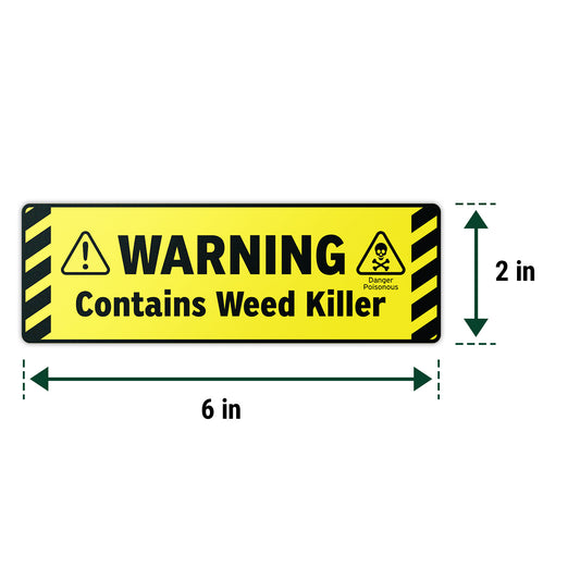 6 x 2in Weed Killer Warning Vinyl Sticker: Garden & Agricultural Safety Label