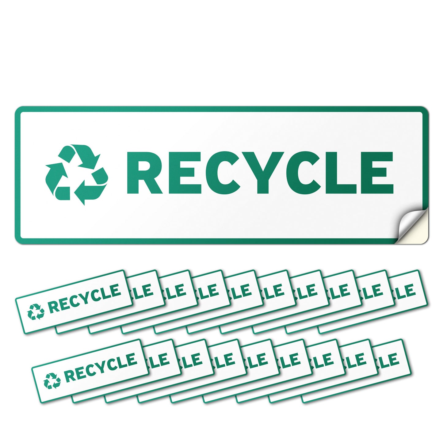 6 x 2in Recycle Bin Sticker: Rectangle White & Black Decal