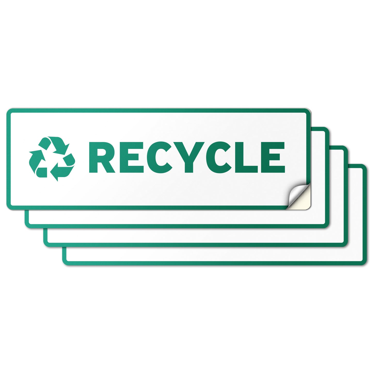6 x 2in Recycle Bin Sticker: Rectangle White & Black Decal