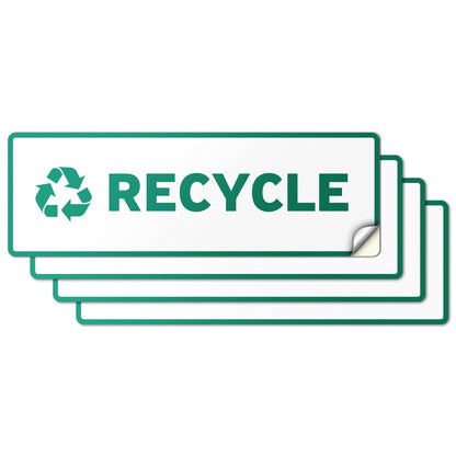 6 x 2in Recycle Bin Sticker: Rectangle White & Black Decal
