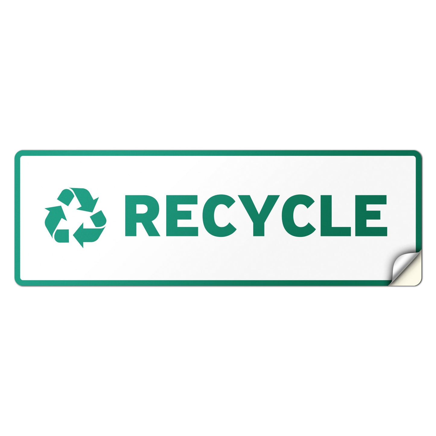 6 x 2in Recycle Bin Sticker: Rectangle White & Black Decal
