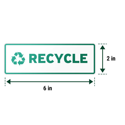 6 x 2in Recycle Bin Sticker: Rectangle White & Black Decal